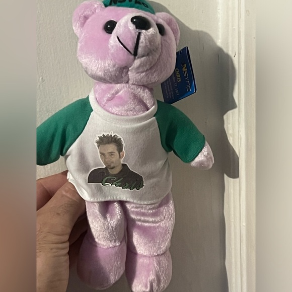 2000 Zeeks Nsync "Chris" Pop Star Boy Band Collectible Plush Pink Bear NWT - Picture 1 of 11